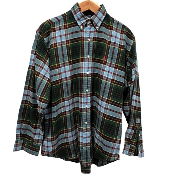 Ralph Lauren Men's Plaid Flannel Shirt, Sky Blue, XL - Picture 1 of 7